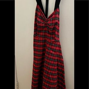 NWOT 1X Red & Black Plaid Porter Dress with Pockets & Belt